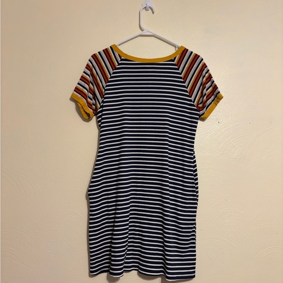Umgee Navy and Yellow Striped Mini Dress - Picture 7 of 7